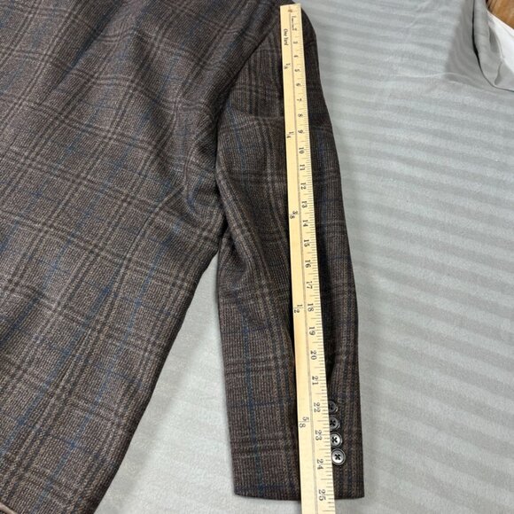 Lauren Ralph Lauren Blazer Mens 44R Brown Blue Plaid Wool Sport Coat Jacket - Picture 15 of 16